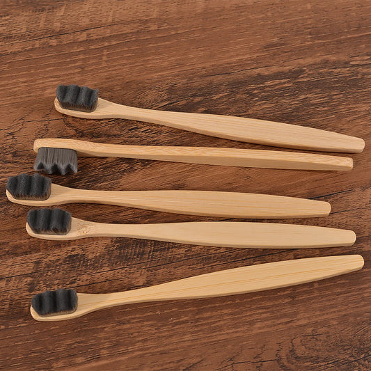 🌊Lot de 5 Brosses à Dents "Wavie" | Bambou Éco | Spécial Dents & Gencives Sensibles | Vegan & Biodegradable