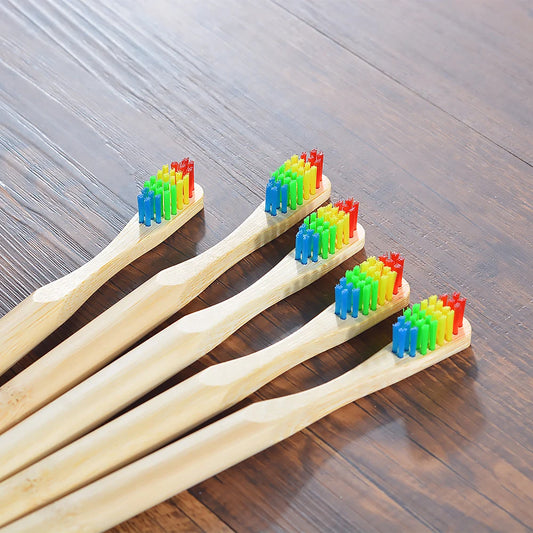🌿 Lot de 5 Brosses à Dents Enfant en Bambou  | Éco-friendly & Fun 🌿