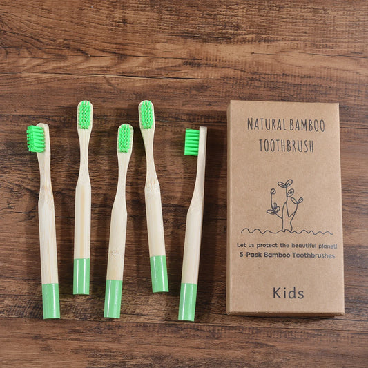 🌈Lot de 5 Brosses à Dents Enfants | Bambou Éco | Vegan | Poils Doux Sans BPA | Zéro Déchet