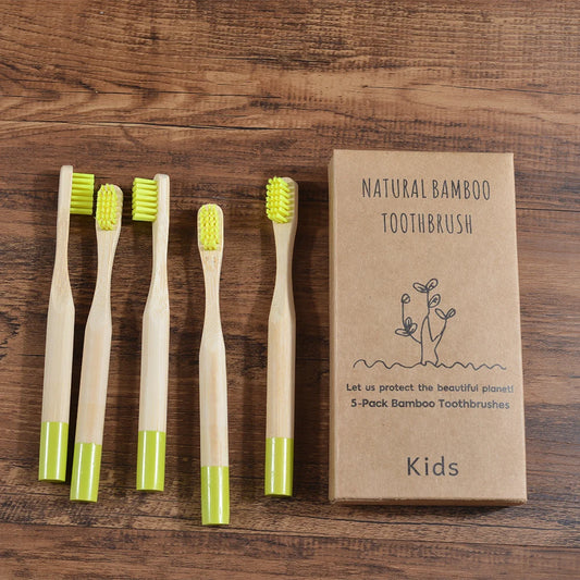 🌈Lot de 5 Brosses à Dents Enfants | Bambou Éco | Vegan | Poils Doux Sans BPA | Zéro Déchet
